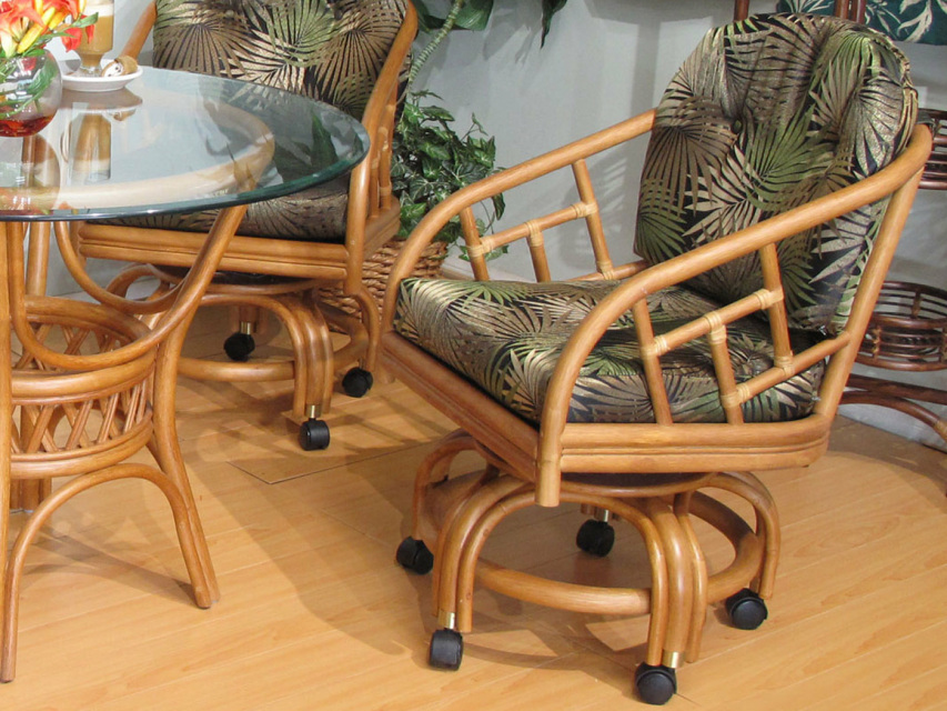 Chippendale Rattan Caster Dining Chair